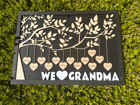 Personalized Family Tree With Hanging Hearts